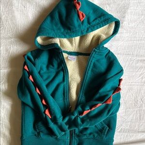 Hanna Andersson Fleece-Lined Dinosaur Hoodie - Teal and Orange